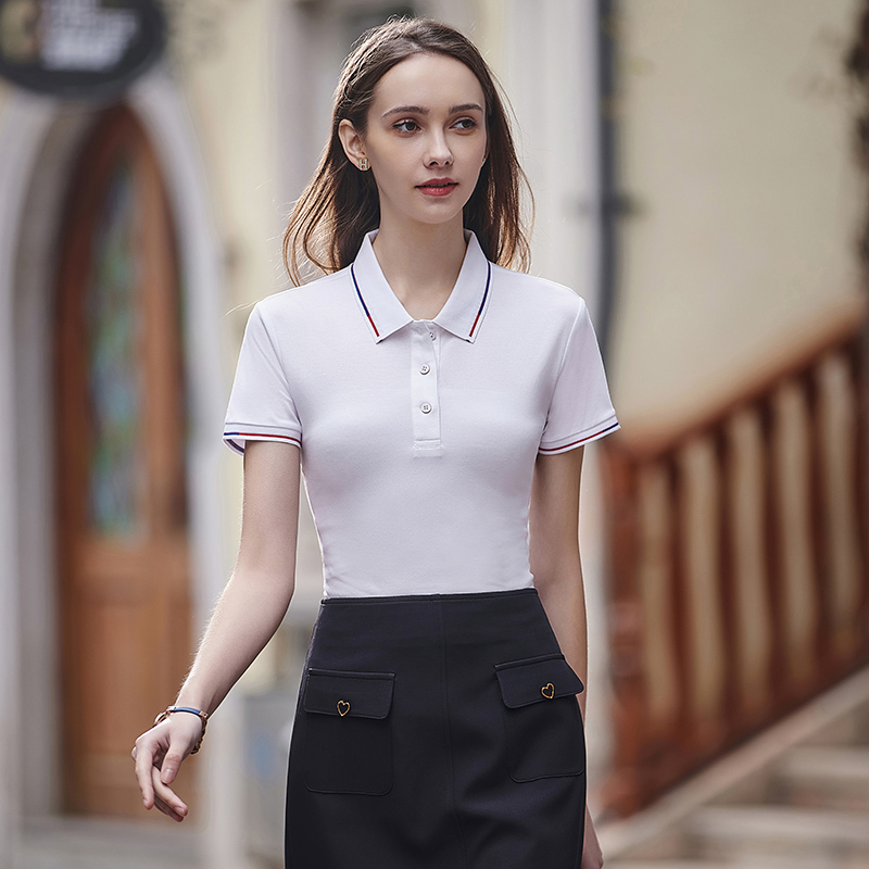 丝光抗菌翻领T