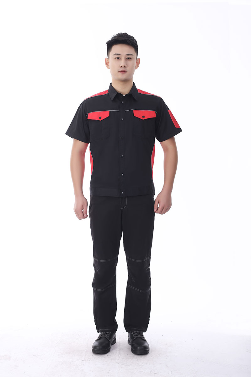 防撕裂工作服黑色红